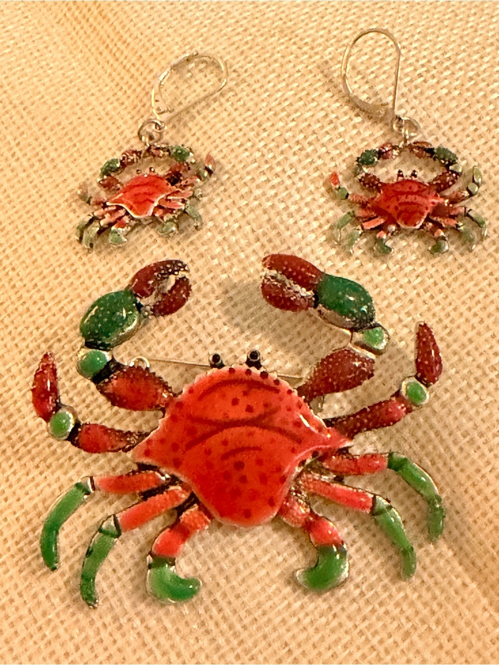 Crab Brooch &  Earrings Set | Coastal Cowgirl Crawfish Boil | Statement Jewelry